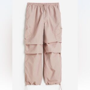 H&M Pink Cargo parachute Pants size large